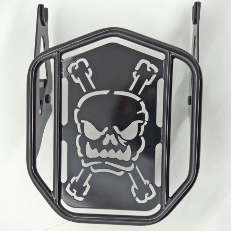 Motorcycle Luggage Rack: Skull & Crossbones