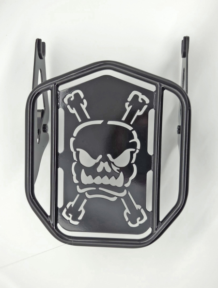 Motorcycle Luggage Rack: Skull & Crossbones